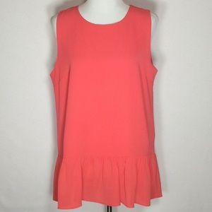 Bright Coral / Rose Pink Sleeveless Peplum Top